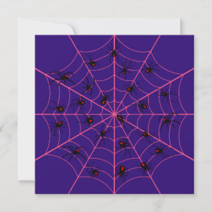 Rosa Schwarze Witwe Spinne Web Kunst Halloween Mus Karte