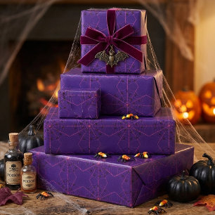 Rosa Schwarze Witwenspinnen-Netz-Kunst Halloween-M Geschenkpapier