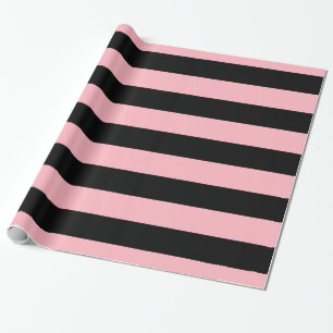 Rosa Schwarze XL Streifen Muster V Geschenkpapier