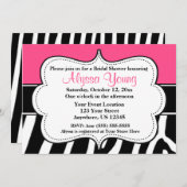 Rosa schwarze Zebra-Druck-Einladung Einladung (Vorne/Hinten)