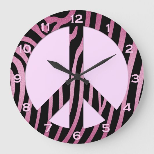 Rosa schwarze Zebra-Wand-Uhr Große Wanduhr (Vorderseite)