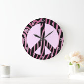 Rosa schwarze Zebra-Wand-Uhr Große Wanduhr (Zuhause)