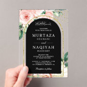 Rosa Schwarzer Bogen-Hochzeit Acryleinladungen (Insitu (Handheld))