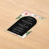 Rosa Schwarzer Bogen-Hochzeit Acryleinladungen (Ablage )