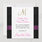 Rosa schwarzer Damaskus-Golden Initial Save the Da Date (Rückseite)