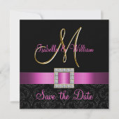 Rosa schwarzer Damaskus-Golden Initial Save the Da Save The Date (Vorderseite)