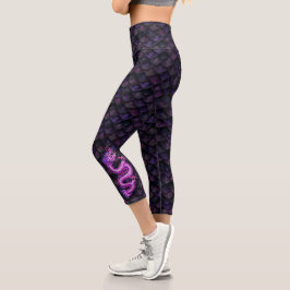 Rosa Schwarzer Drache Scales Rosa Drache Capri Leggings