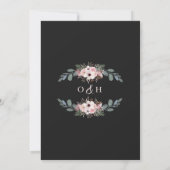 Rosa Schwarzer Flora Eukalyptus Grüne Hochzeit Einladung (Rückseite)
