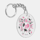 Rosa schwarzer Fußball-Blowout-Namen Schlüsselanhänger (Vorderseite links)