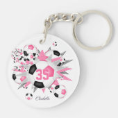 Rosa schwarzer Fußball-Blowout-Namen Schlüsselanhänger (Rückseite)