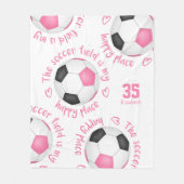 Rosa schwarzer Fußball-Feld mein glücklicher Ort T Fleecedecke (Vorderseite)