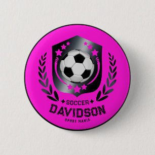 Rosa schwarzer Fußball mit individuellem Namenszug Button