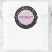 Rosa Schwarzer Glitzer Elegante Hochzeit Gefallen Runder Aufkleber (Tasche)