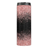 Rosa Schwarzer Glitzer Eleganter Skriptname Monogr Thermosbecher (Rückseite)