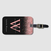 Rosa Schwarzer Glitzer Elegantes Skript Gepäckanhänger (Vorderseite (Horizontal))