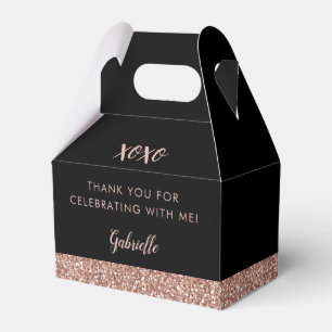 Rosa Schwarzer Glitzer Moderne Rose Gold Geburtsta Geschenkschachtel
