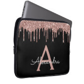 Rosa Schwarzer Glitzer-Monogramm Laptopschutzhülle (Vorne Rechts)