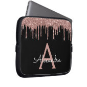 Rosa Schwarzer Glitzer-Monogramm Laptopschutzhülle (Vorne Rechts)