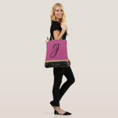 Rosa Schwarzer Glitzer Name Monogram Personalisier Tasche (Am Model)