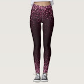 Rosa Schwarzer Glitzer Sparkle Girly Stilvoll Leggings (Vorderseite)