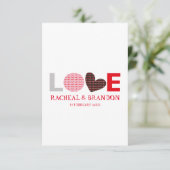 Rosa Schwarzer Herzbrief Liebe SAVE die Daten Save The Date (Stehend Vorderseite)