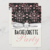 Rosa Schwarzer Herzklopfen Junggeselinnen-Abschied Einladung (Vorne/Hinten)