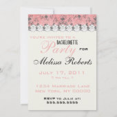 Rosa Schwarzer Herzklopfen Junggeselinnen-Abschied Einladung (Rückseite)