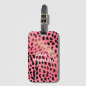 Rosa schwarzer Leopard Abstrakt Gepäckanhänger (Vorderseite Vertikal)