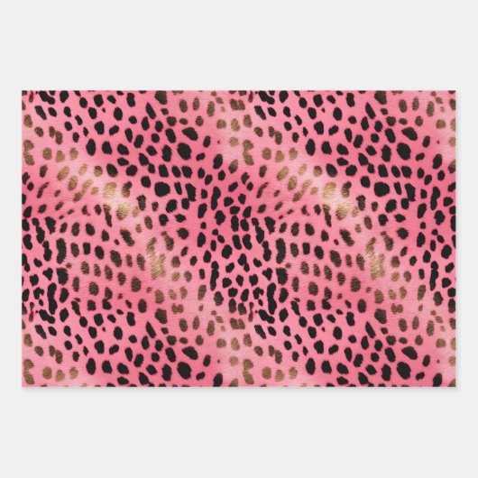 Rosa schwarzer Leopard Abstrakt Geschenkpapier Set (Vorderseite)