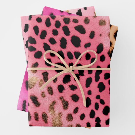 Rosa schwarzer Leopard Abstrakt Geschenkpapier Set (Beispiel)