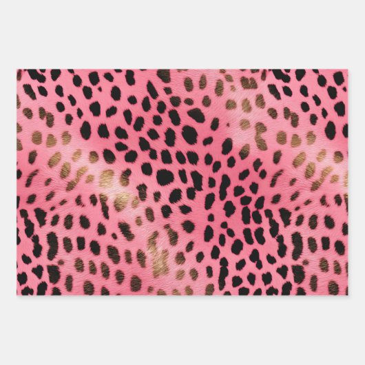 Rosa schwarzer Leopard Abstrakt Geschenkpapier Set (Vorderseite)