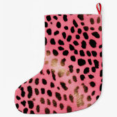 Rosa schwarzer Leopard Abstrakt Großer Weihnachtsstrumpf (Rückseite)