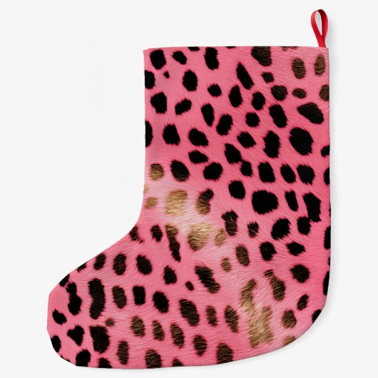 Rosa schwarzer Leopard Abstrakt Großer Weihnachtsstrumpf (Rückseite)