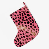 Rosa schwarzer Leopard Abstrakt Großer Weihnachtsstrumpf (Rückseite (Hängend))