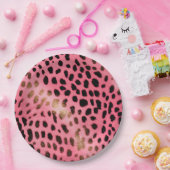 Rosa schwarzer Leopard Abstrakt Pappteller (Party)