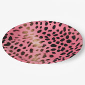Rosa schwarzer Leopard Abstrakt Pappteller (Schrägansicht)
