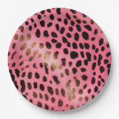 Rosa schwarzer Leopard Abstrakt Pappteller (Vorderseite)
