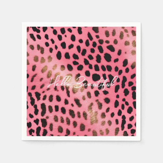 Rosa schwarzer Leopard Abstrakt Serviette (Vorderseite)