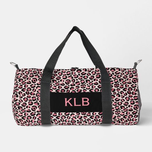 Rosa schwarzer Leopard Druck schneiden Nähen Klein Duffle Bag (Vorderseite)