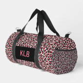 Rosa schwarzer Leopard Druck schneiden Nähen Klein Duffle Bag (Rechte Ecke)