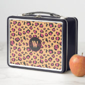 Rosa schwarzer Leopard Print Monogram Metall Brotdose (Beispiel)