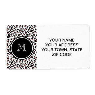 Rosa schwarzer Leopard-Tierdruck mit Monogramm