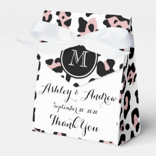 Rosa Schwarzer Leopard-Tierdruck mit Monogramm Geschenkschachtel