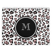 Rosa schwarzer Leopard-Tierdruck mit Monogramm Kalender (Titelbild)