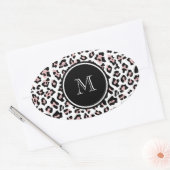 Rosa Schwarzer Leopard-Tierdruck mit Monogramm Ovaler Aufkleber (Umschlag)