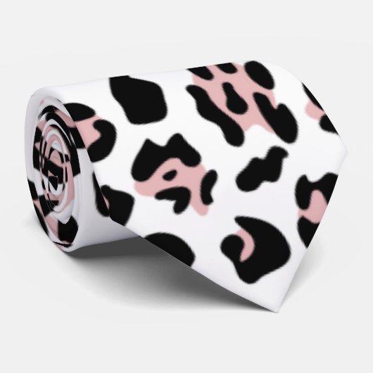 Rosa schwarzer Leopard-Tierdruck-Muster Krawatte (Gerollt)
