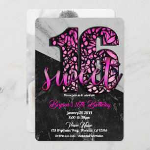 Rosa schwarzer Marmorbonbon 16 Einladung