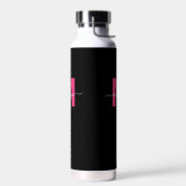 Rosa Schwarzer Monogramm-Name Trinkflasche (Links)
