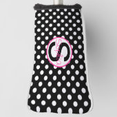 Rosa schwarzer Name Initial mit Polka Dots Golf Headcover (Rotieren 90)