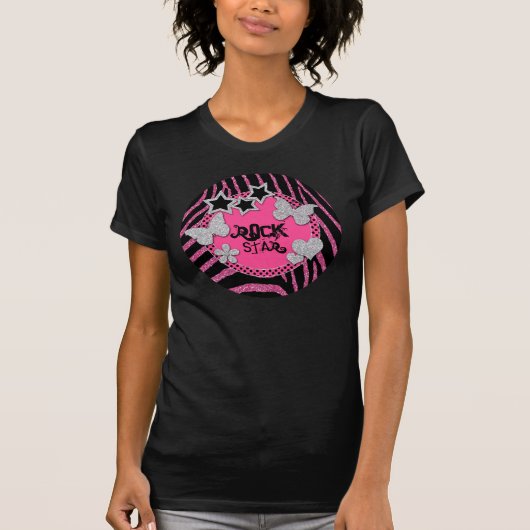 Rosa schwarzer silberner T-Shirt (Vorderseite)